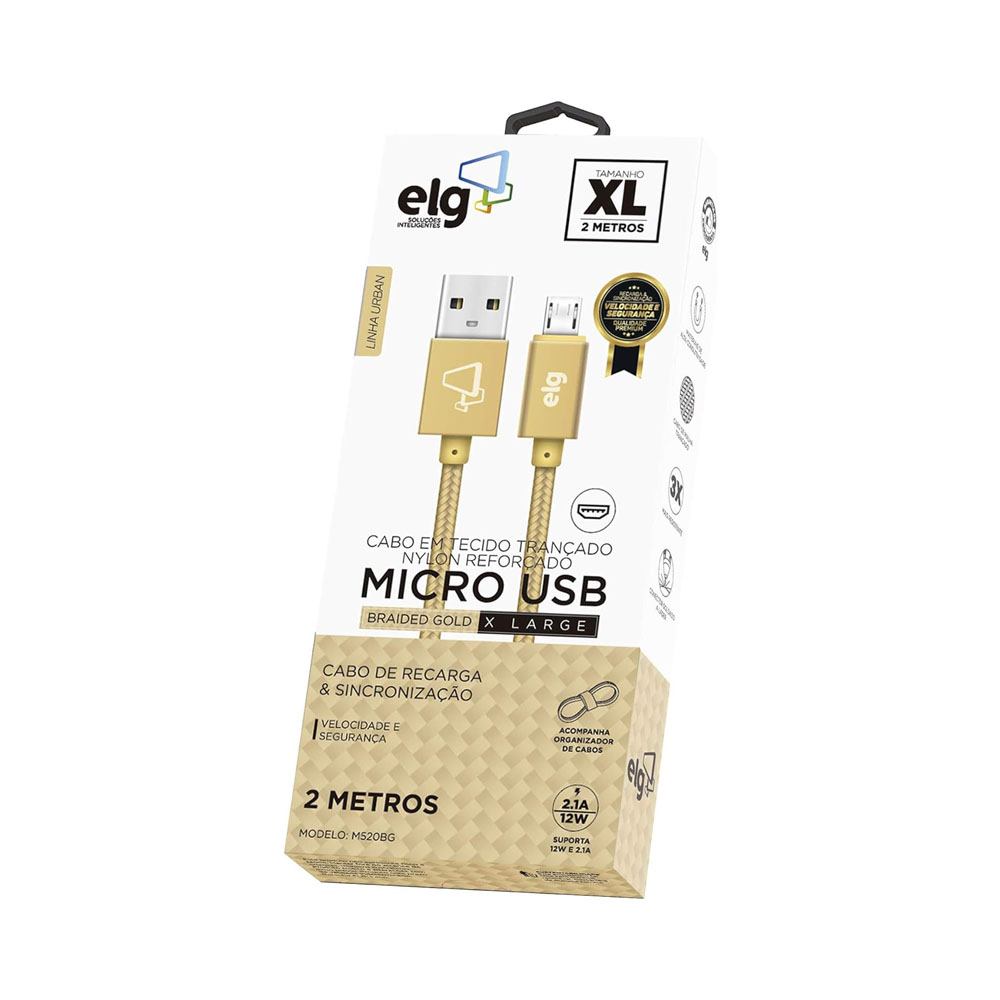 CABLE ELG M520 USB-A A MICRO USB 2M DORADO