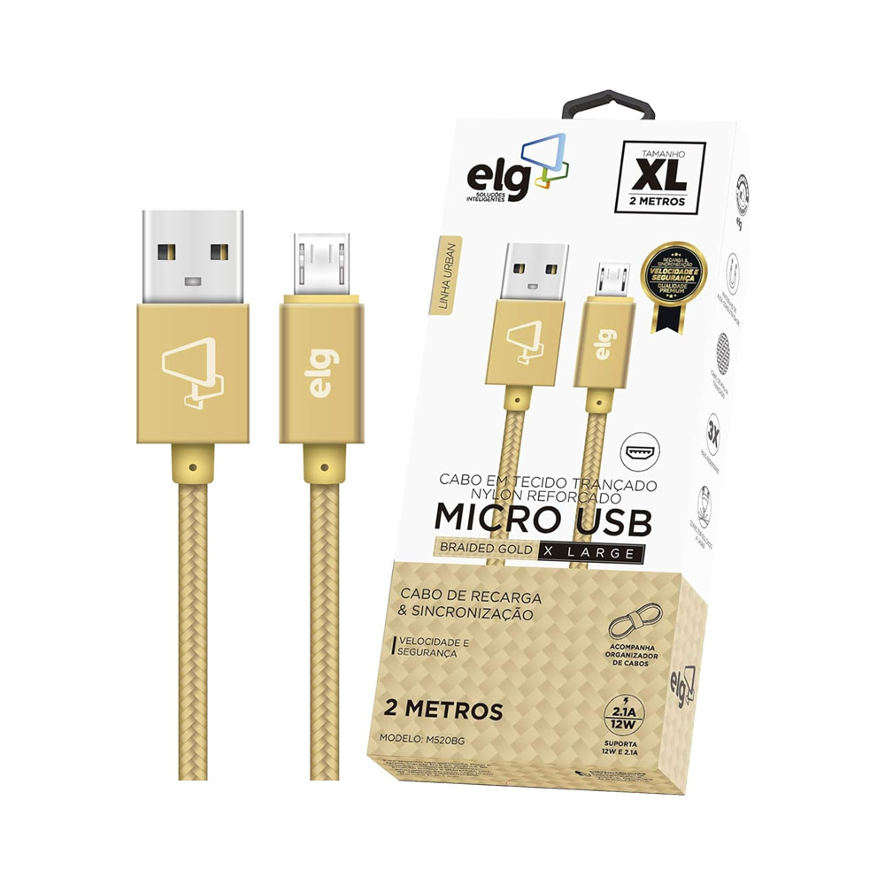 CABLE ELG M520 USB-A A MICRO USB 2M DORADO