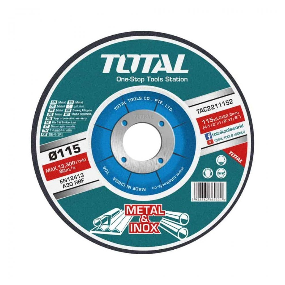 Disco de Corte Metal Total 4-1/2" (115x3.0x22.2mm)
