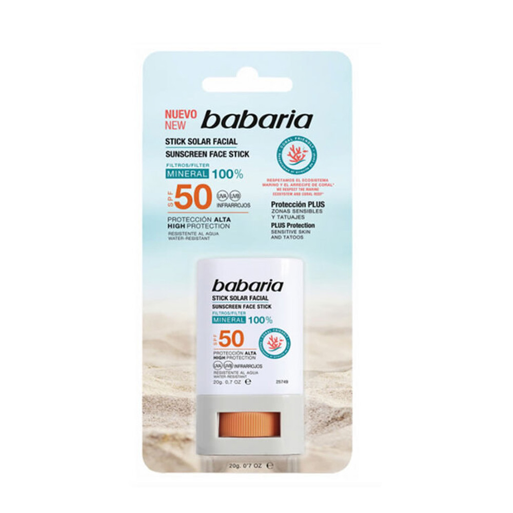 Protector Solar Facial Babaria Stick Mineral 100% Spf50 20g