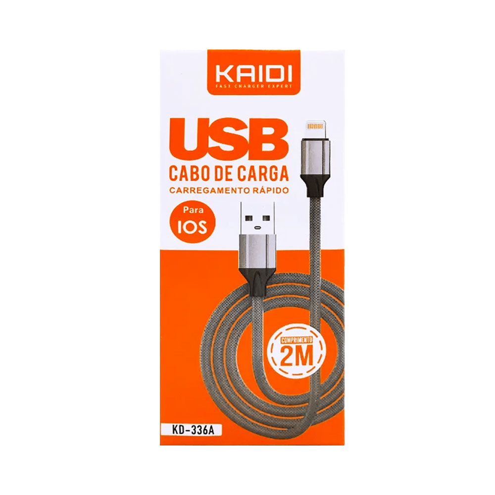 CABLE KAIDI KD-336A USB-A A LIGHTNING 2M GRIS