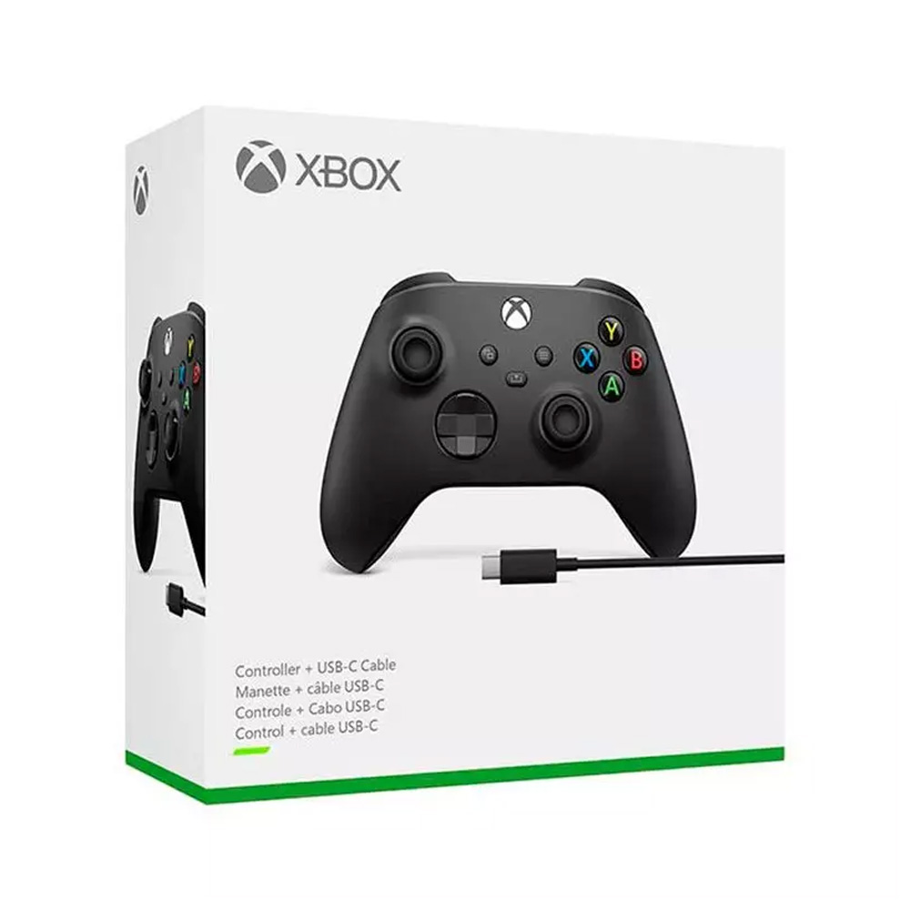 Control Inalambrico Xbox + Cable USB-C Para Xbox One Xbox Series X/S Windows 10 Negro