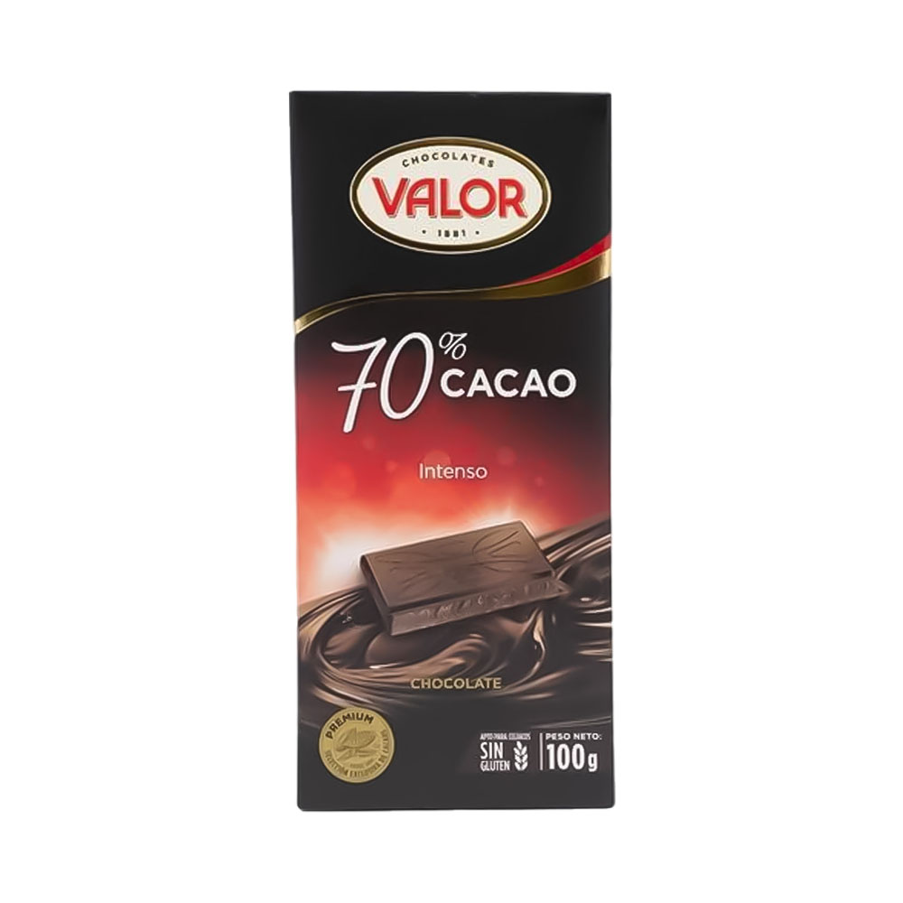 CHOCOLATE VALOR 70% CACAU INTENSE 100GR
