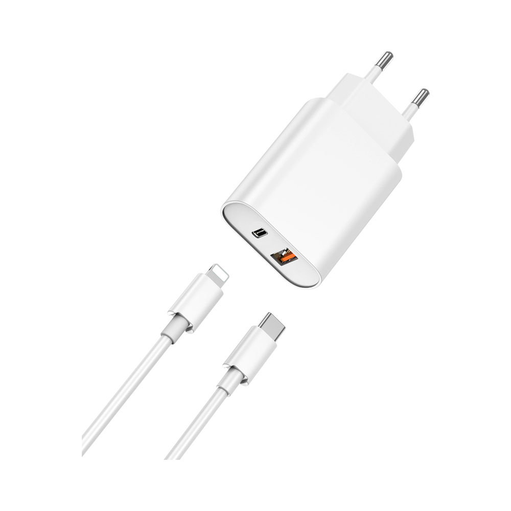 Cargador Rápido para iPhone o Apple de 20W tipo C cable Lightning IMPORTADO