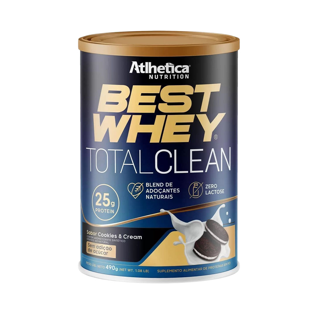 SUPLEMENTO ATLHETICA BEST WHEY TOTAL CLEAN COOKIES & CREAM 490GR