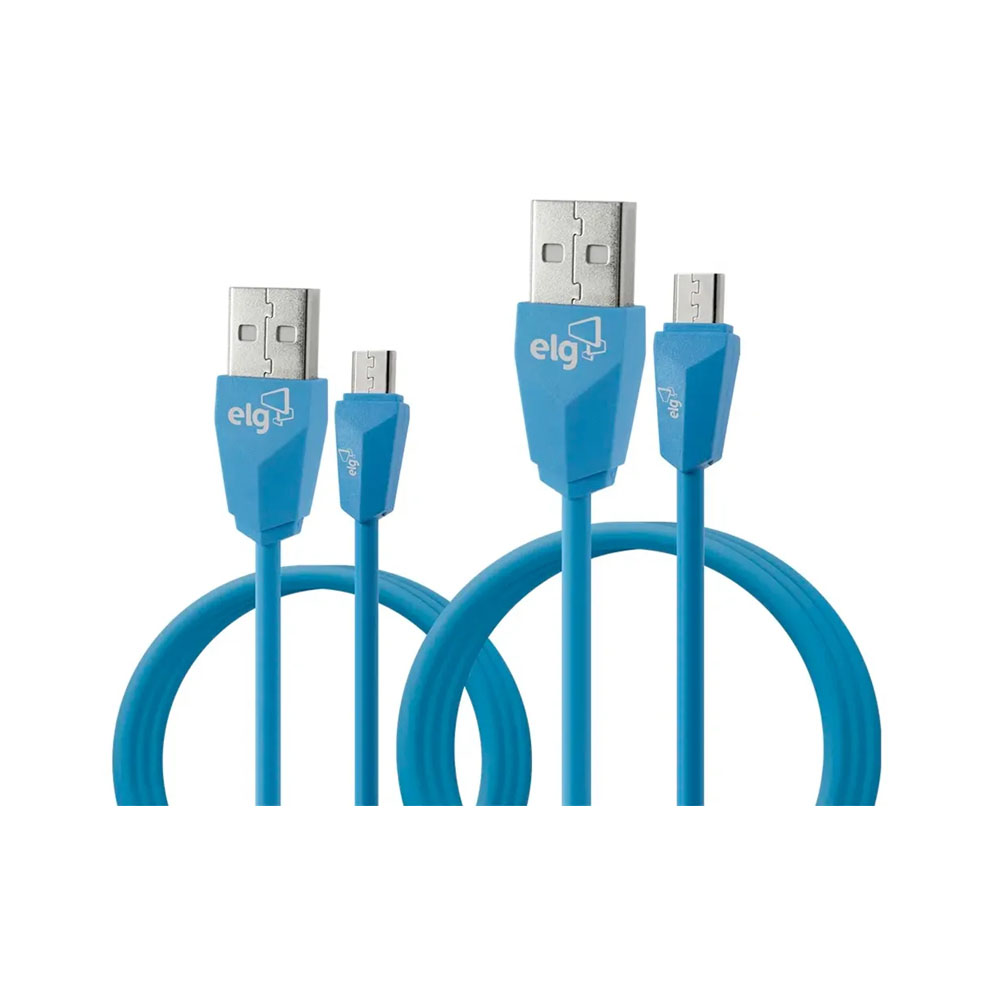 KIT CABLE ELG CMB512BE USB-A A MICRO USB 1M + 2M AZUL