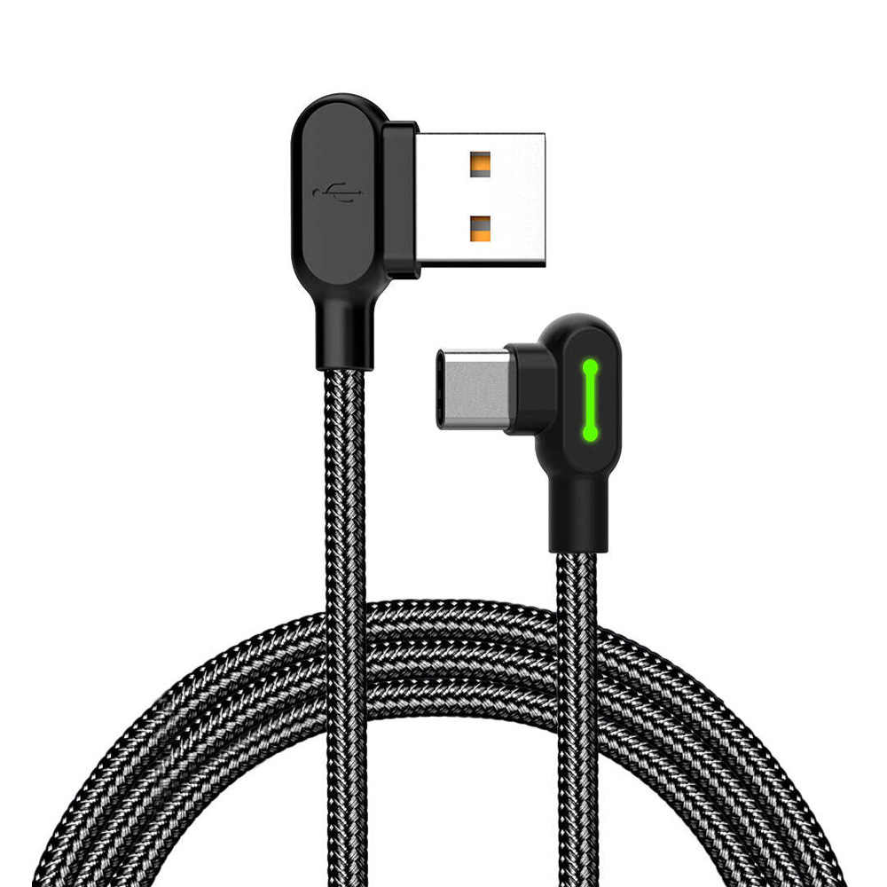 Cable con LED Mcdodo CA-5283 USB A - USB C 90° 3m Negro