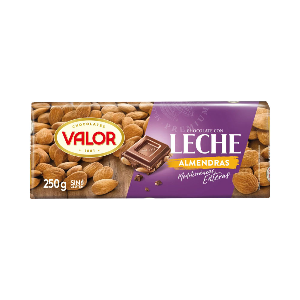 CHOCOLATE VALOR LECHE CON ALMENDRAS 250GR