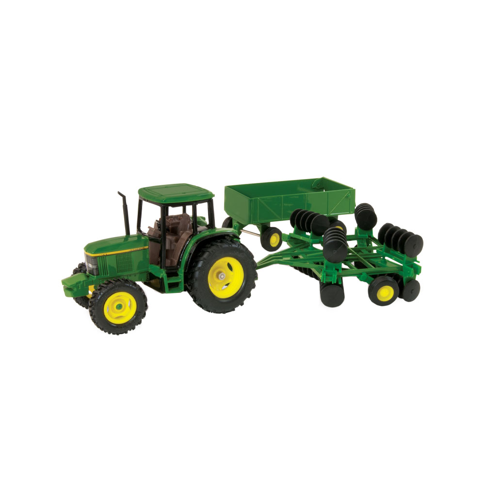JUGUETE JOHN DEERE WITH WAGON AND DISK