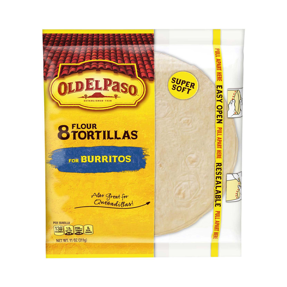 Tortilla De Harina Old El Paso Para Burritos 311g 8 unid