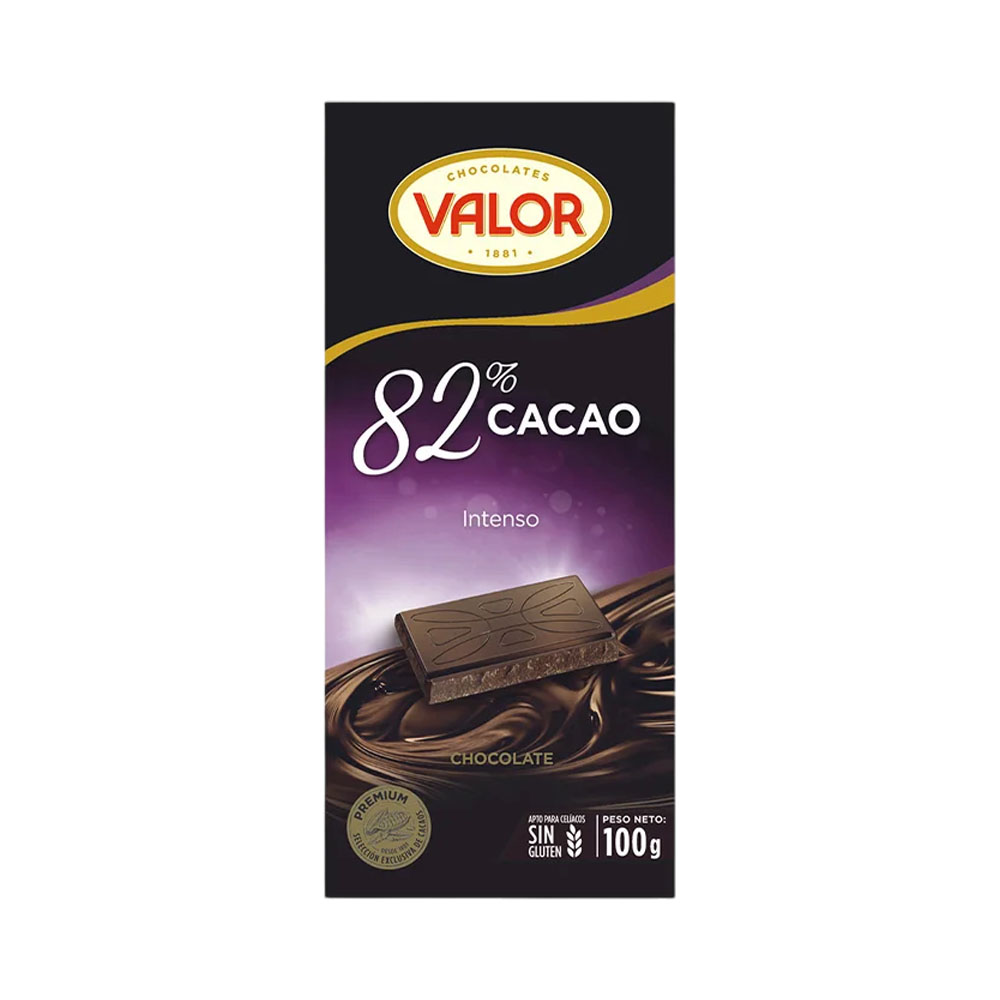 CHOCOLATE VALOR 82% CACAO INTENSO 100GR