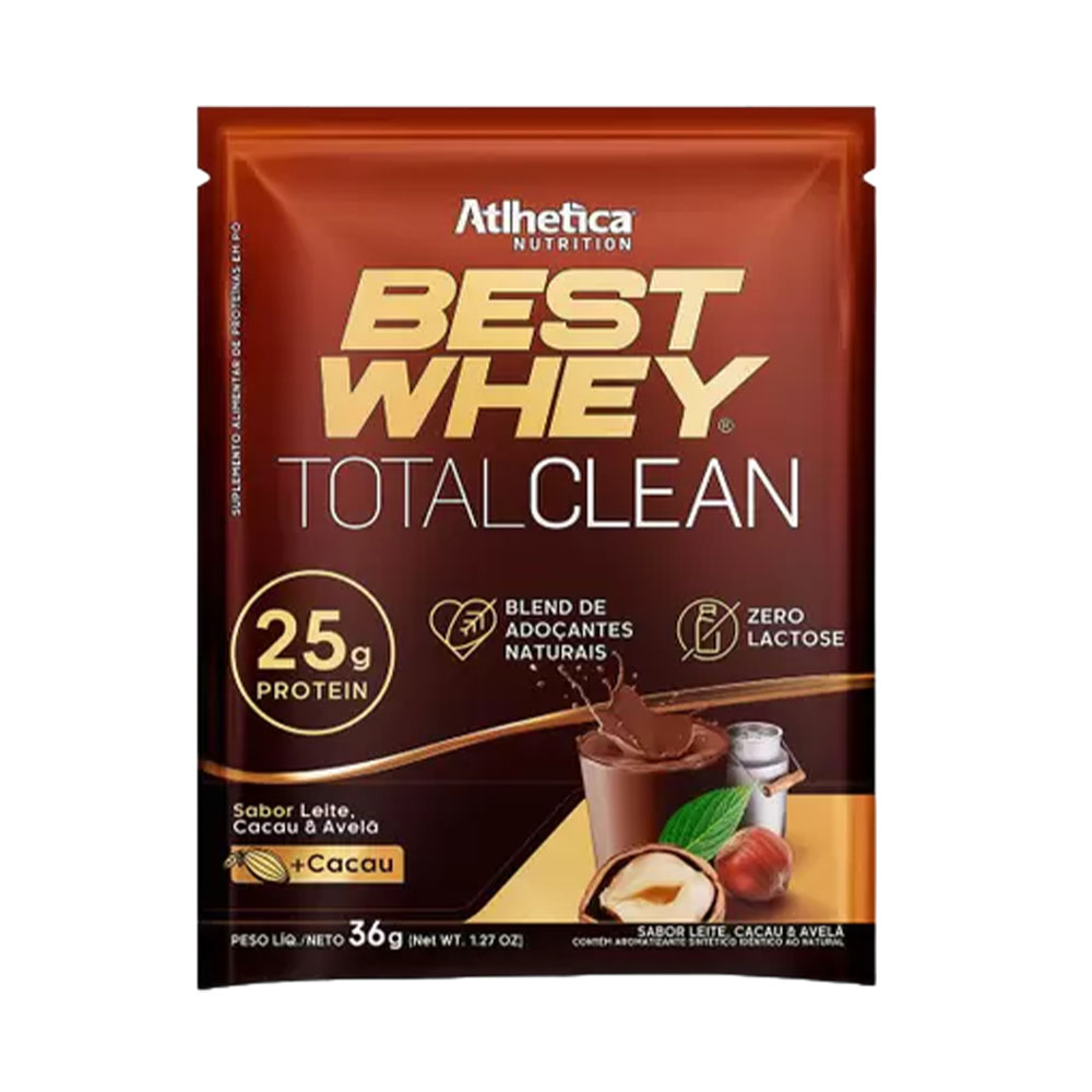SUPLEMENTO ATLHETICA BEST WHEY TOTAL CLEAN LECHE & CACAO SACHE 36GR