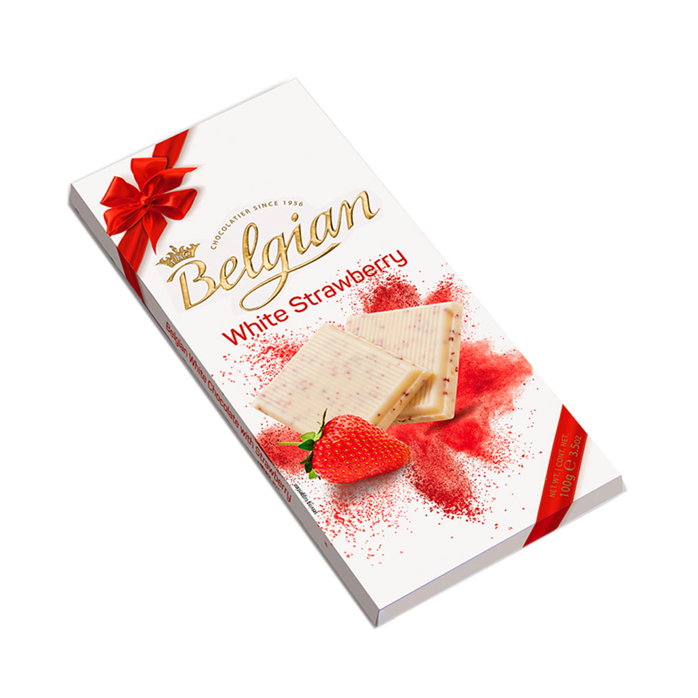 CHOCOLATE THE BELGIAN WHITE STRAWBERRY 100GR