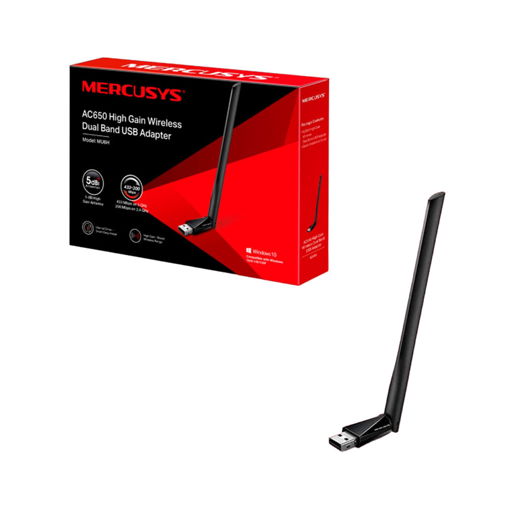 ADAPTADOR WIFI MERCUSYS MU6H AC650 USB BLACK