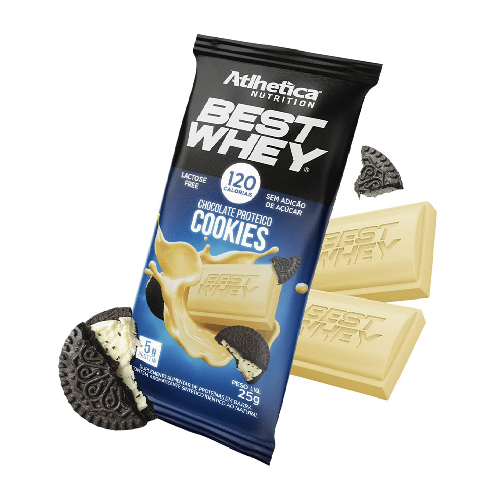 Chocolate Proteico Atlhetica Nutrition Best Whey Chocolate Blanco Cookies 25g