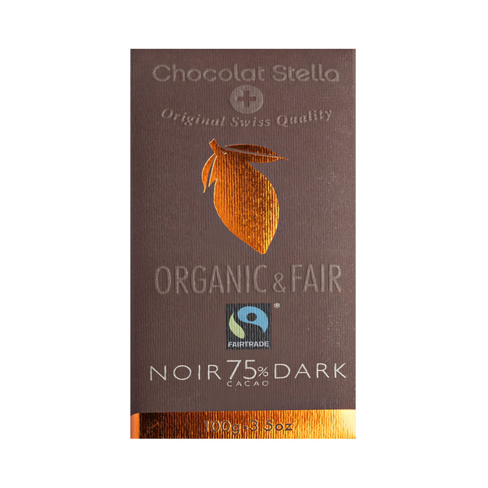 CHOCOLATE STELLA ORGANIC & FAIR 75% CACAO 100GR