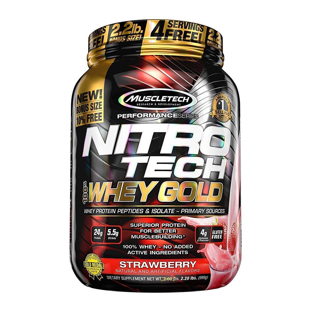 Proteina Nitro Tech Muscletech 100%Whey Gold Strawberry 2.20lb 999g