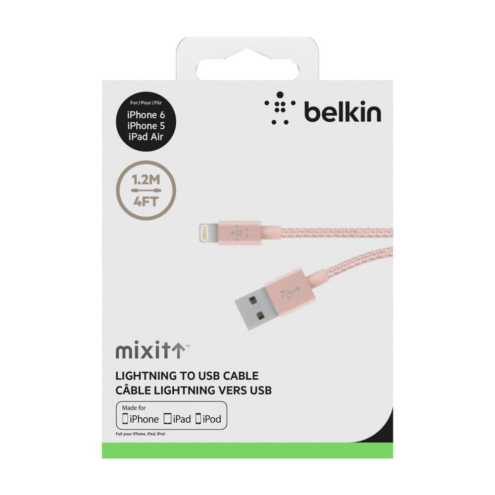 CABLE USB LIGHTNING BELKIN 1.2M ROSA