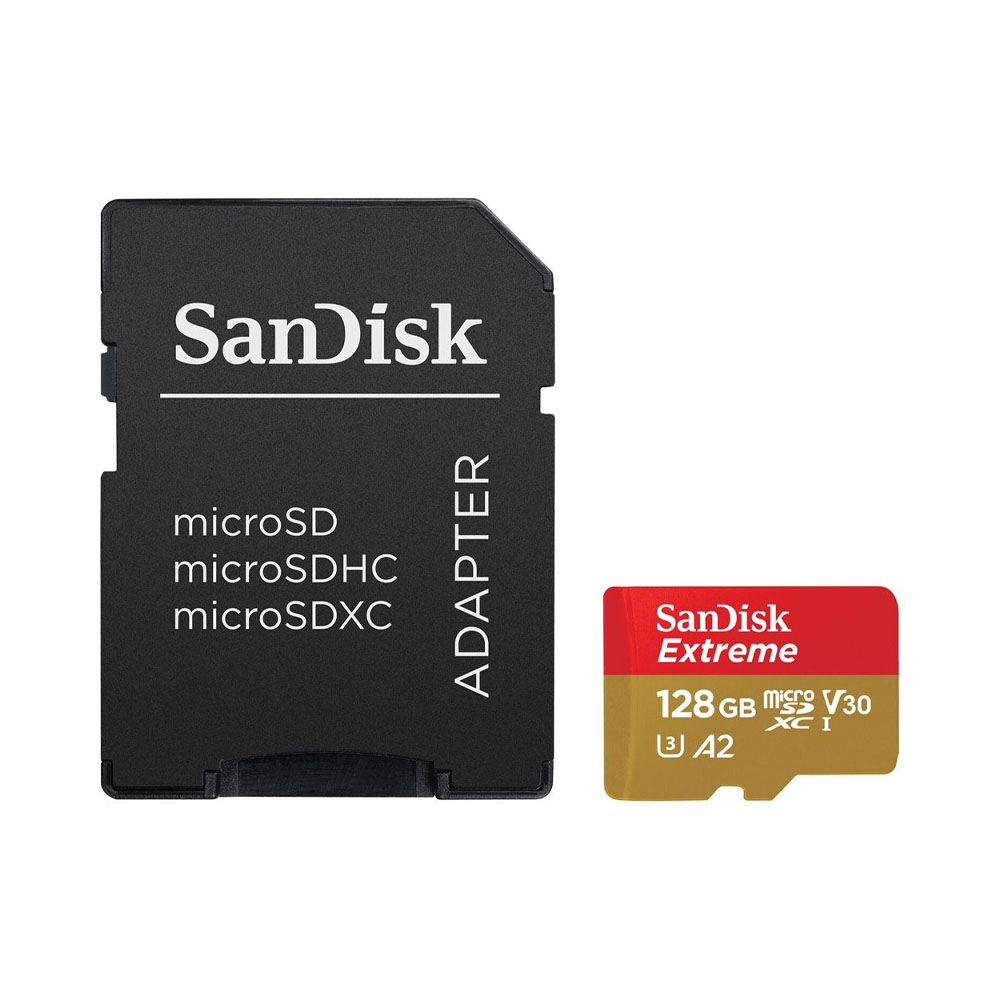 MEMORIA MICRO SD SANDISK EXTREME 190-90 MB/S U3 128GB CON ADAPTADOR