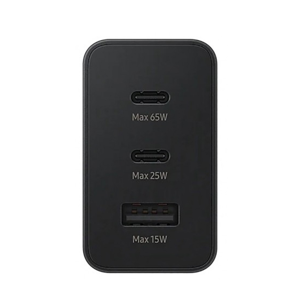 Adaptador de Corriente Cargador Samsung Trio 65W 2USB-C/USB-A Negro