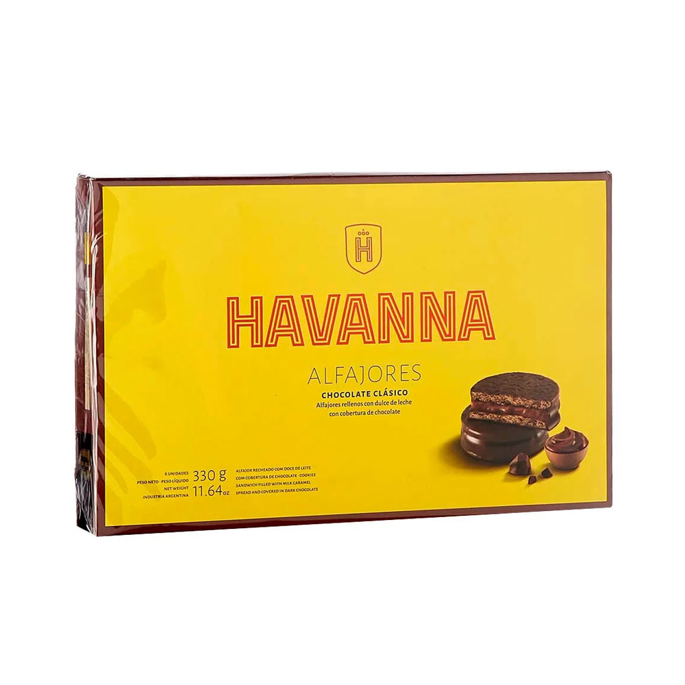 Alfajor Havanna chocolate clásico 330 gramos 6 unidades