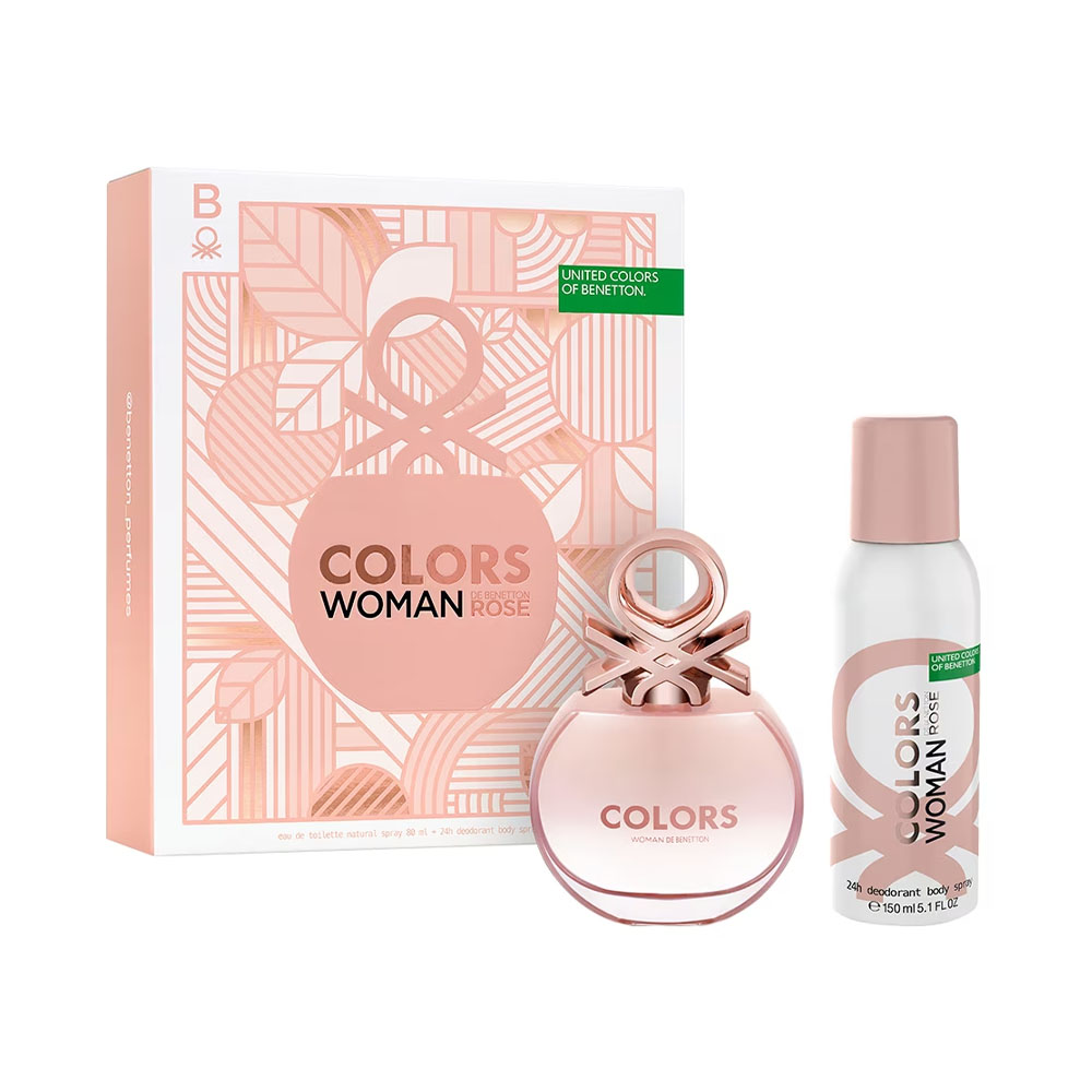 Perfume Benetton Colors Woman Rose Eau De Toilette kit 80ml+Deo 150ml