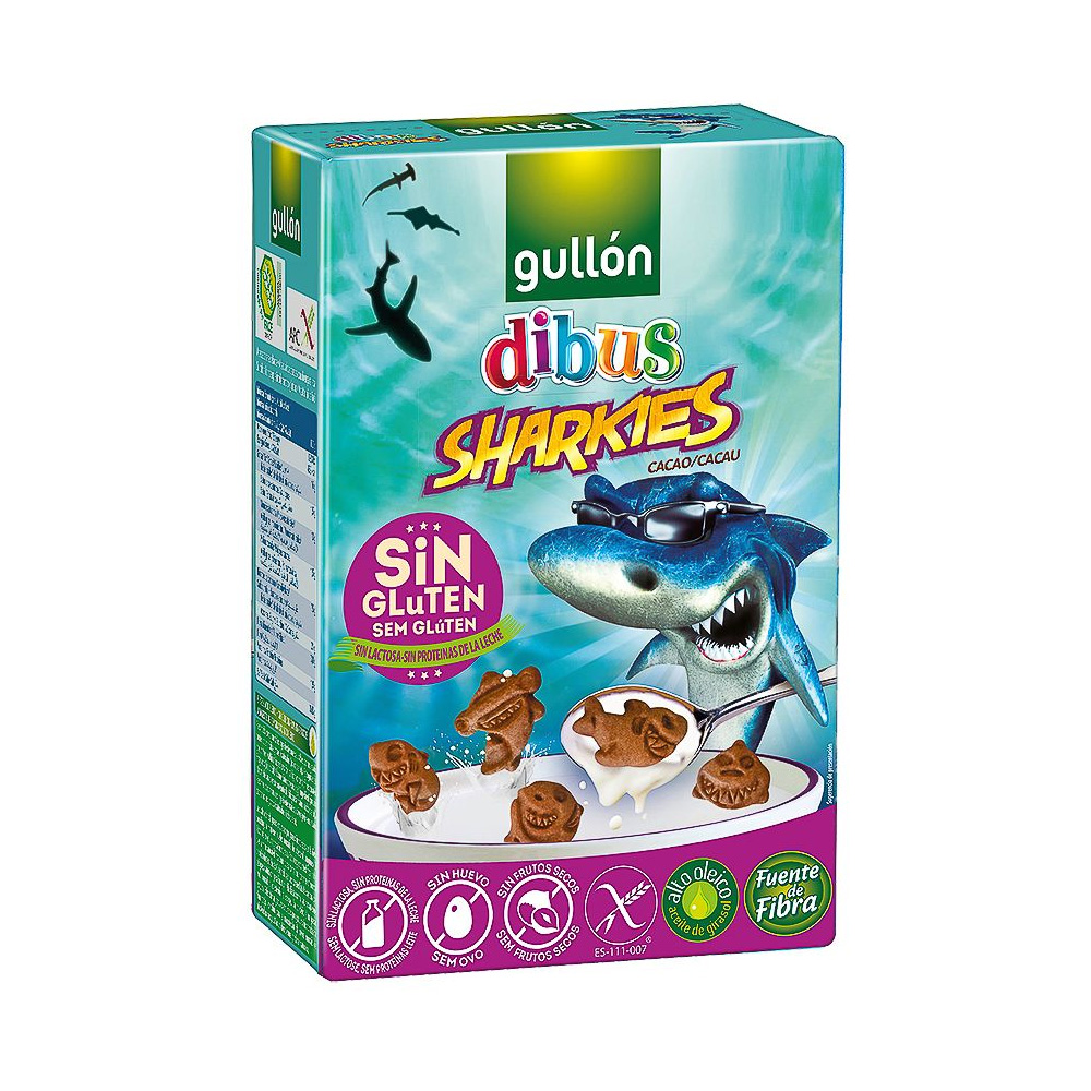 Galletita Gullon Dibus Sharkies Cacao sin Gluten 250 gramos