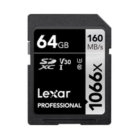MEMÓRIA SD LEXAR PROFISSIONAL 64GB 160-70 MB