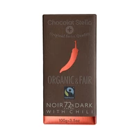 CHOCOLATE STELLA ORGANIC & FAIR 72% CACAO DARK CHILI 100GR
