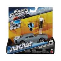 FIGURA CON VEHÍCULO MATTEL STUNT STARS FAST & FURIOUS DOM + ICE CHARGER FCG29